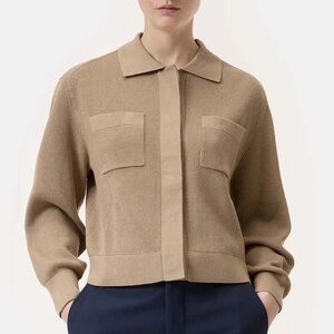 CLOSED Cashmere Cropped Ribbed Cardigan Sweater Tan Size XL